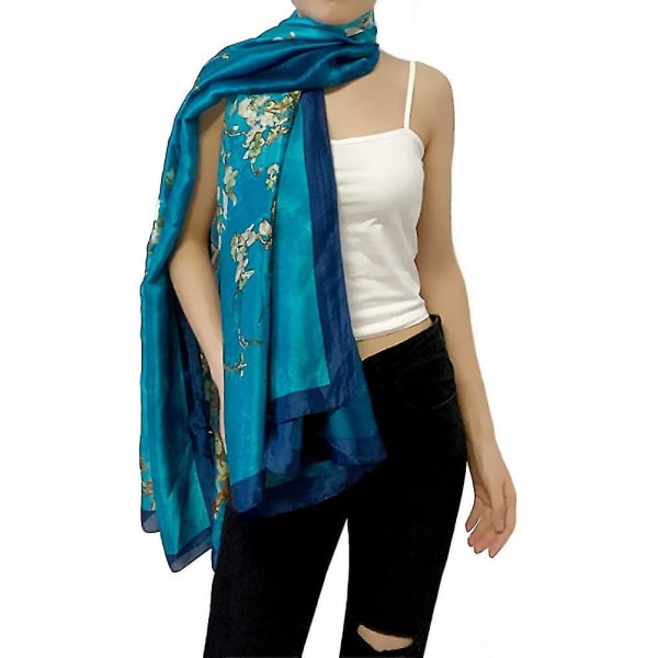 Sidenscarf Blommig printed damscarf Wraps Mjuk Elegant dam Satin Scarf Tunn Present