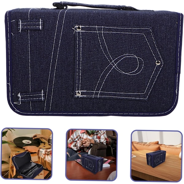 Lompakkokotelo Säilytyslaatikko 60/128 Denim-kankaalle/DVD-säilytyskassi Kompakti Kannettava