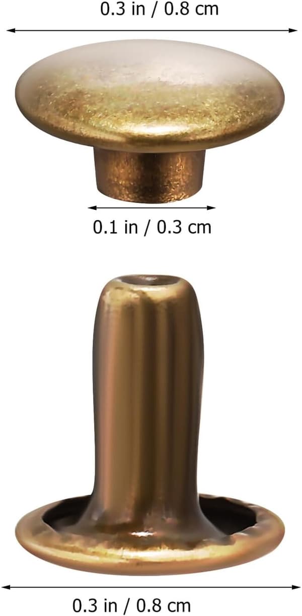 100 stk. dobbeltkappede nitter metalsæt til læderhåndværk 8x8mm