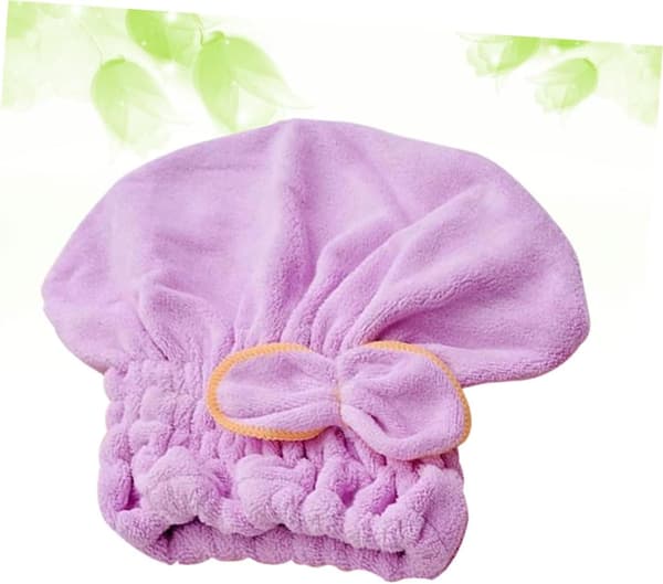 Mikrofiber Hårtørringshætte Sløjfe, Lilla Elastisk Hurtigtørrende Hårturban til Kvinder og Piger