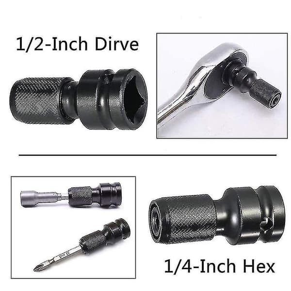 Kompatibel med 4 st Impact Adapter 1/2 Kvadratdrivning till 1/4 Hexskaft Socket Adapter