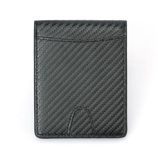 Kortholder til mænd Carbon Fiber Grain Dollar Clip Kort slank modepung Rfid Blocking- Mini Bifold