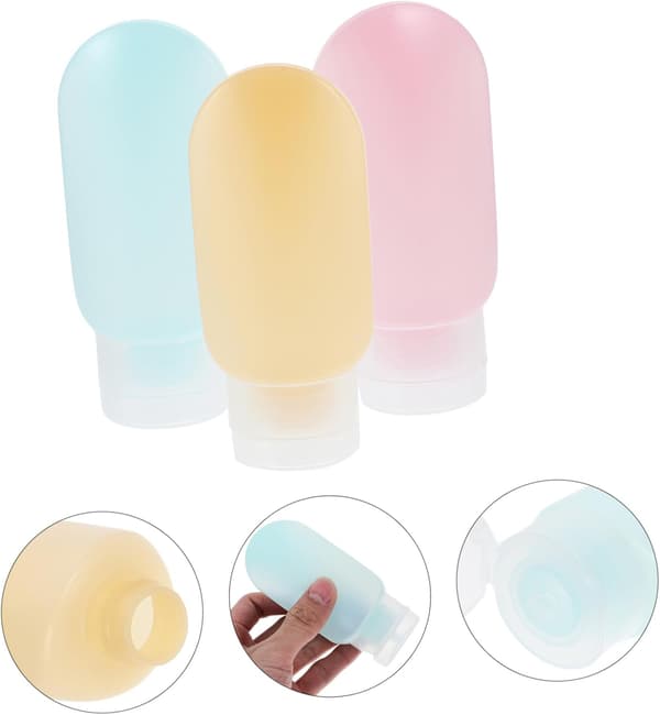 3 st reseflaskor i plast, klämflaskor för lotion, schampo, resetvål, tomma påfyllningsbara flaskor