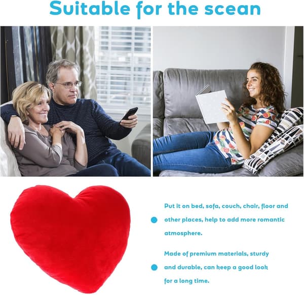 30 cm rød hjerteplysj pyntepute myk Valentinsdag pyntepute for sofa dekorasjon