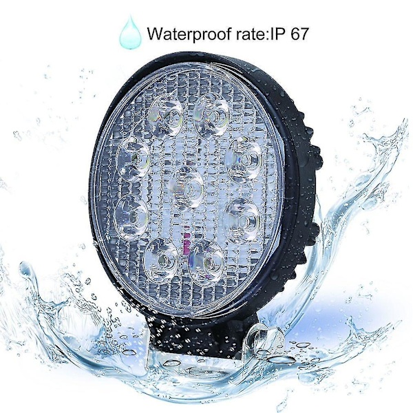 27W Flood Beam LED Pærer Forlygte Arbejdslys Rund Stang Lampe