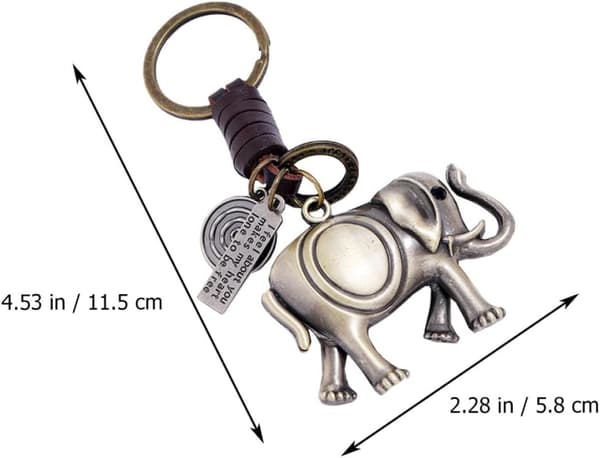 Solid nøkkelring elefant anheng nøkkelringer solid kraftig legering med jernring brun sjarmerende smart