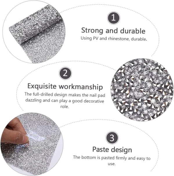 Neglekunst Fuld Rhinestone Bordmåtte til Manicure Display Skinnende Overflade