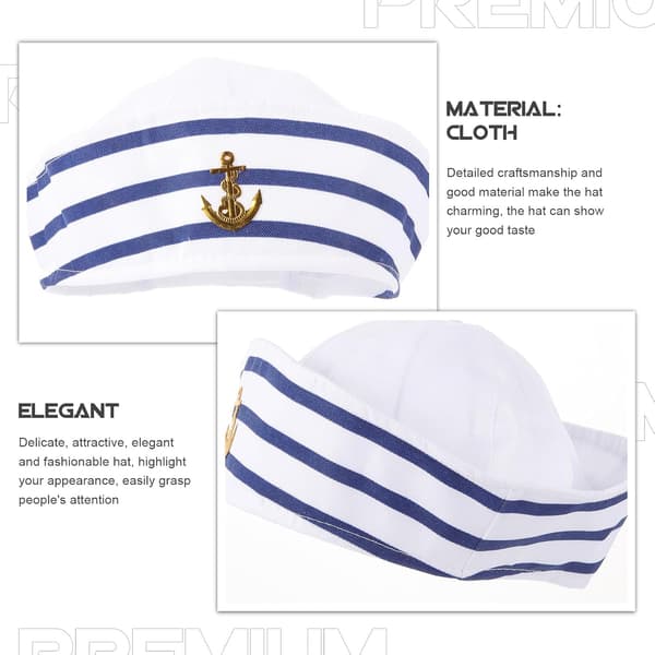 2st Sjömanshatt Båt Hatt Blå Vit Randig Tyg Justerbar Chic Elegant