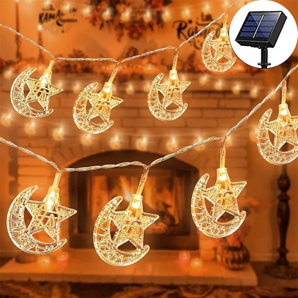 Solar Ramadan Decor String Lights Star Moon Castle 8 tilstande