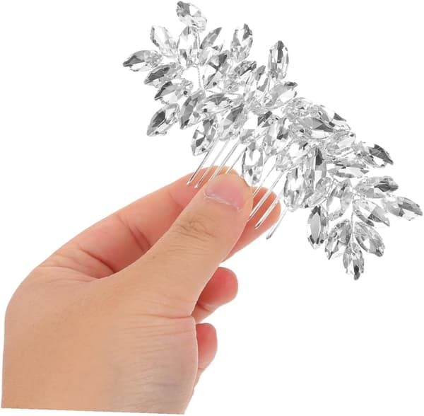 Krystall Bryllup Hårkam Rhinestone Brude Hodeplagg Bladhår for Kvinner til Bryllupsfest