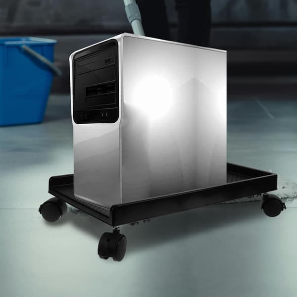 Computer Tower Stand Pc Holder 41X23.7X7Cm Plast Riser med fire hjul