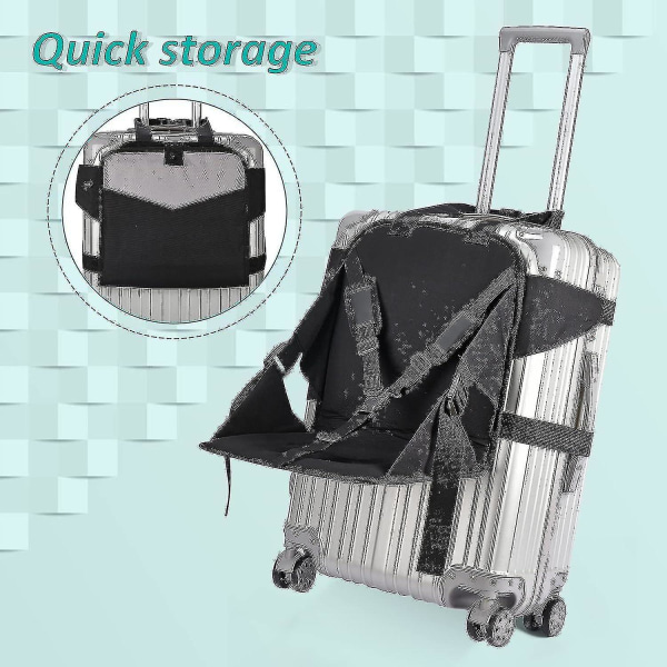 Baby resesäte för bagage, åkbar resväska för barn, stabil hopfällbar resväska sits med säkerhetsbälte för baby komfort resor