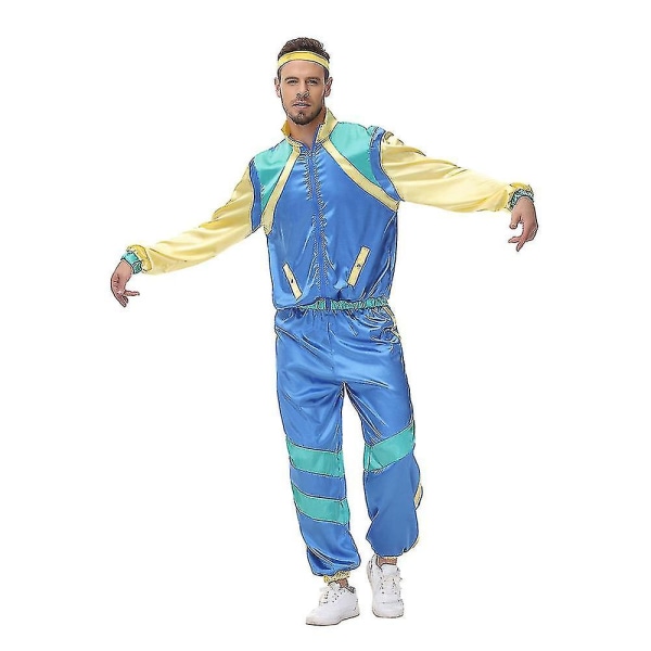 80'er Unisex kostume Retro træningsdragt 90'er Hip Hop Outfit Sæt M Men