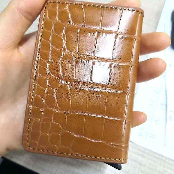 Miesten nahka-lompakko ja korttipidin RFID-suojauksella ja anti-skannaustoiminnolla 1kpl ruskea