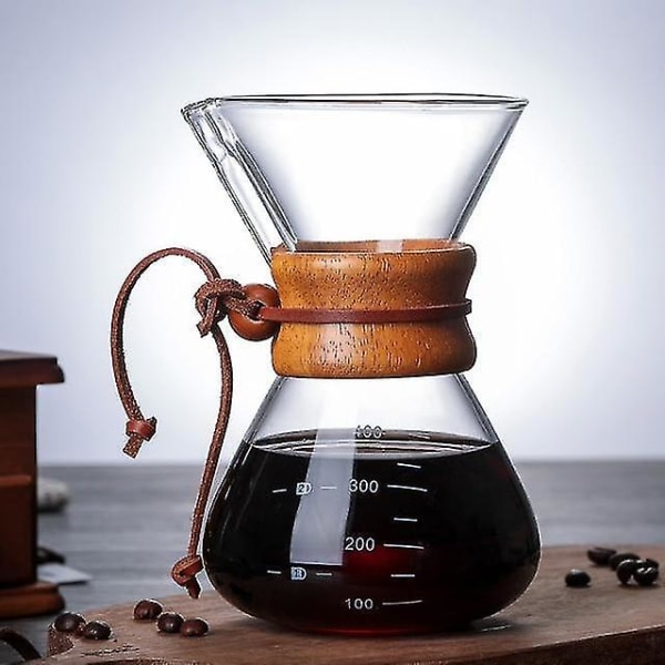 400ml häll över kaffebryggare Återanvändbart filter trähylsa