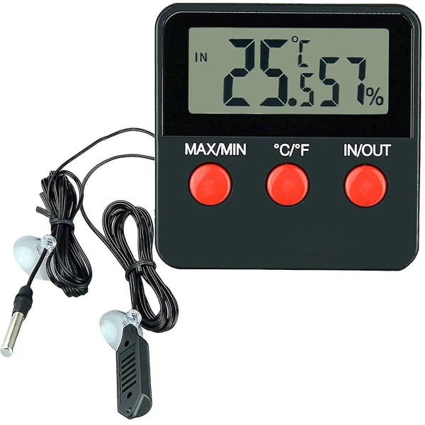 Digitalt Termometer LCD Hygrometer Temperatur- og Fuktighetsmåler for Kjæledyr Inkubator