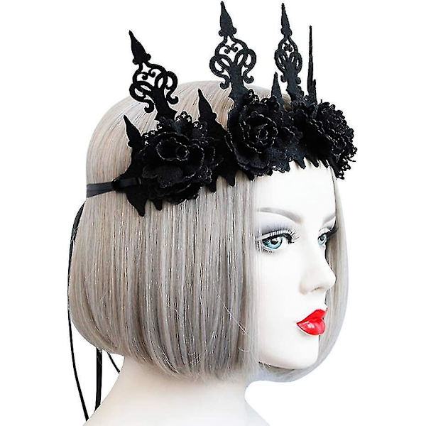Halloween Cosplay Häxdiadem Garland Svart