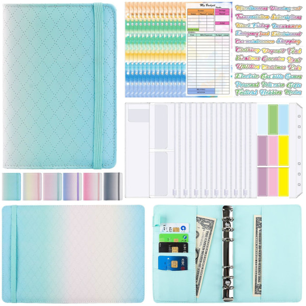 A6 PU Læder Planner Budget Binder Notesbog Kontant Kuvert System Sæt F
