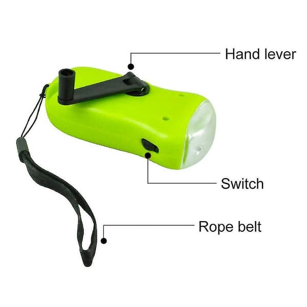 Mini LED Handvev Dynamosolcellsladdningsbar Karbinhake Camping Ficklampa