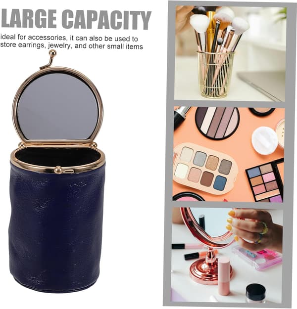 Bærbar læbestift opbevaringsboks PU læder makeup organizer etui spejl til rejse makeup