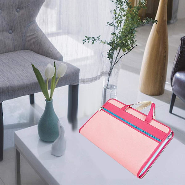 Vattentät Canvas Förvaringsmapp Bärbar Portfölj Flera Lager Insatsmapp Pink Shape1