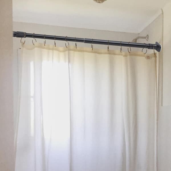 Dusjforheng Spennstang Teleskopstang 50-80cm Jern Solid Teleskopisk Svart