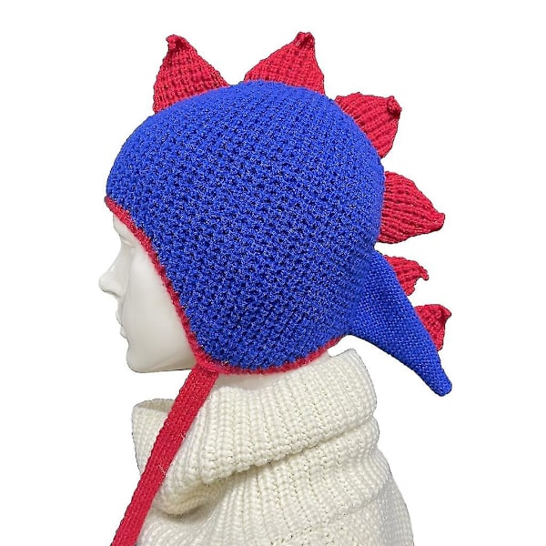 Dinosaur Beanie Morsom Hatt Dinosaur Øreklaffhatt Strikket Dinosaurhatt Mohawk Hatt Red