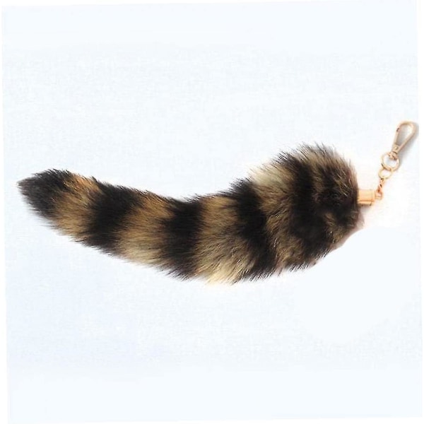Stort fluffy hale vedhæng nøglering holder nøglering biltaske hængende ornament gyldent (brun) (1 stk)