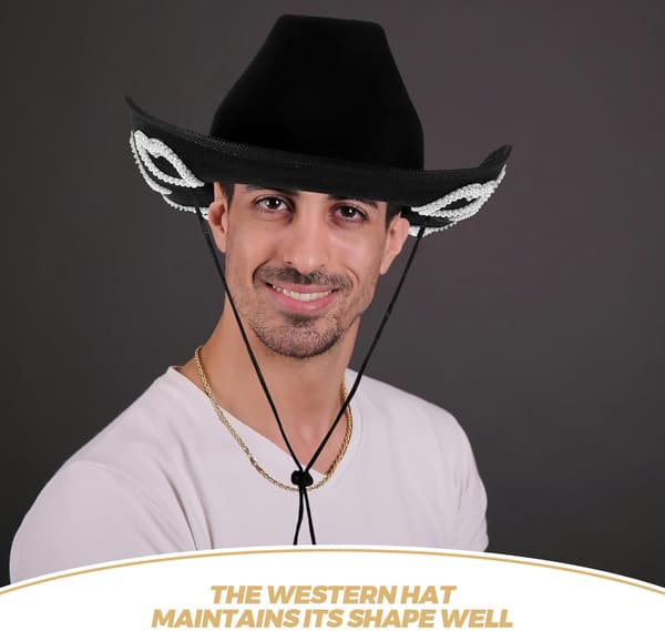 Rhinestone Hjerte Cowboyhat til Kvinder Western Indretningshat Stilfuldt Tilbehør