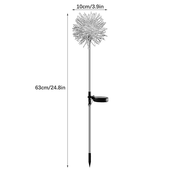 2 st Solar Dandelion Ljus Jordningskabel Vattentät
