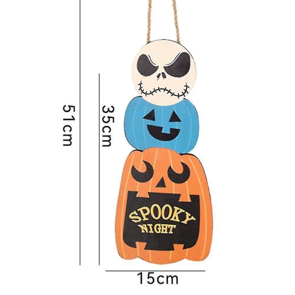 Halloween-skylt i trä med pumpa för dörr, väggdekoration - yuhao
