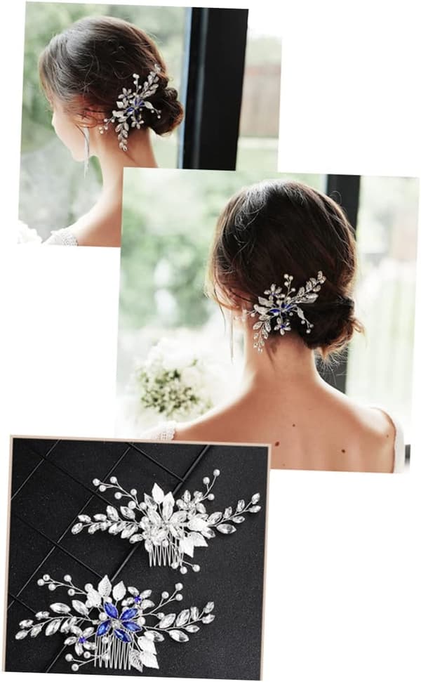 Brudehårkam Elegant blomsterdesign og rhinsten Håndlavet hårtilbehør
