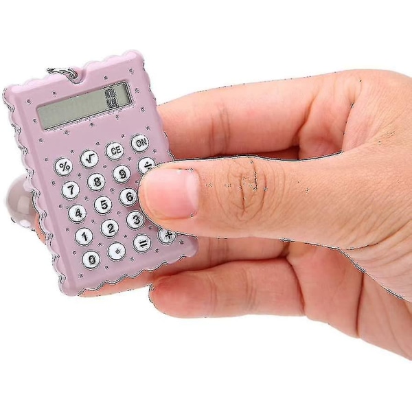 Søt mini bærbar kalkulator, 8-sifret mini lommekalkulator med nøkkelring-blå