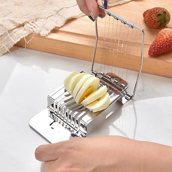2 st Rostfritt Stål Ägg Slicer Hårdkokt Ägg Slicer Full Metall