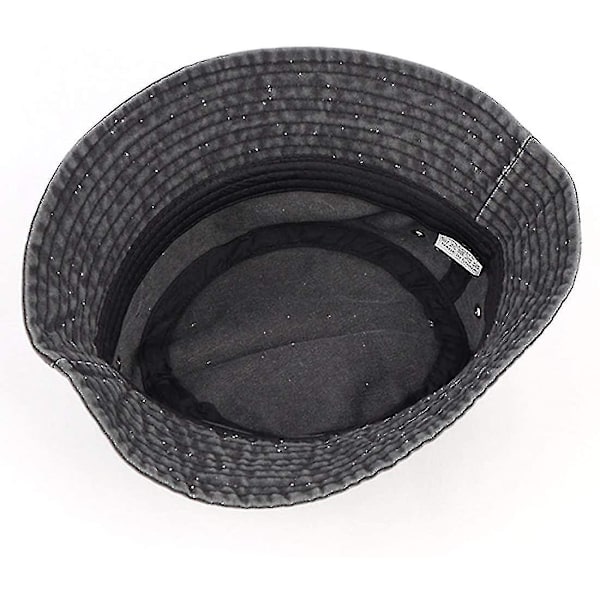 Sajy Vintage Puuvillainen Bucket Hat Pesty Retro Ulkoilma Kalastus Aurinkohattu - Musta