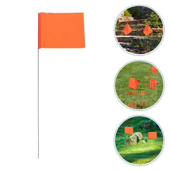 30 stk. oransje markeringsflagg for plen og landskapsarbeid, multifunksjonell PVC- og ståltrådmarkør