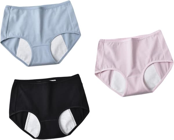 3 stk. bomullsmenstruasjonstruser for kvinner, pustende for menstruasjon, varme truser for kvinner
