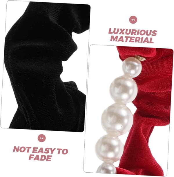 2 stk. fløjl perle hårbånd scrunchy til kvinder piger elastiske hårelastikker bløde søde scrunchies til hestehaleholder