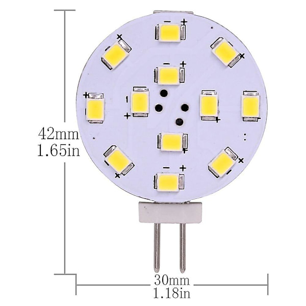 5 stk. T10 G4 12 LED'er 3528 2W Majs LED Pære Dæmpbar