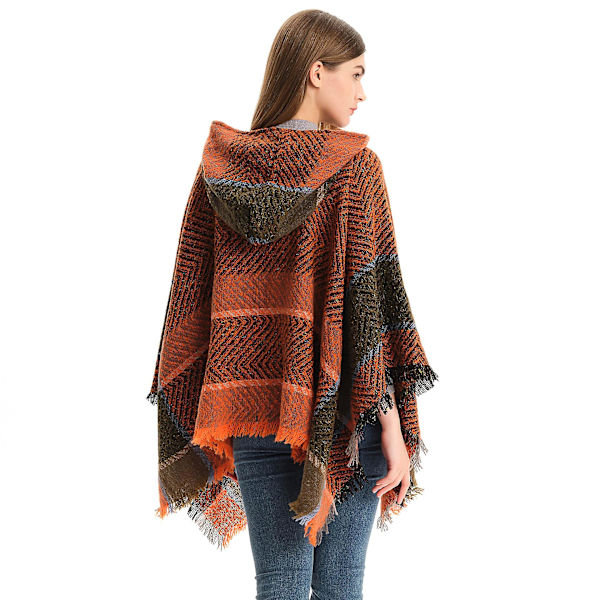 Herringbenskjortet hettekappe med pullover-kappe Orange