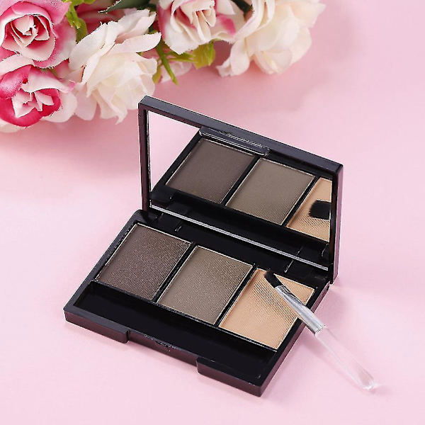 3 Farvede Mineral Øjenbryn Kagepulver Palette Vandfast