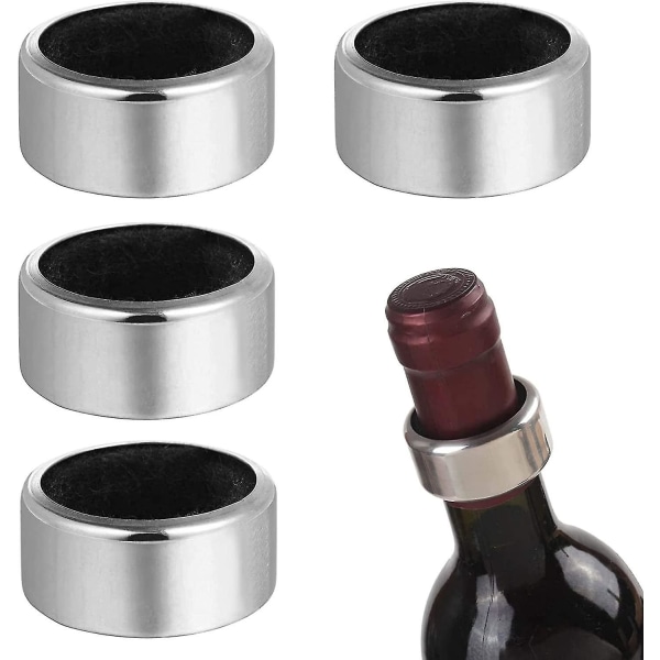 4 stykker rødvinsflaske krage vinflaske hellingsringer trygge og holdbare rustfrie