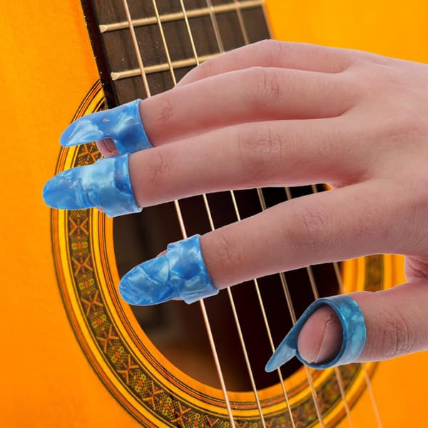 Gitarrfingerplektrumset Plasttumplektrum för akustisk gitarr fingerstyle och basspel