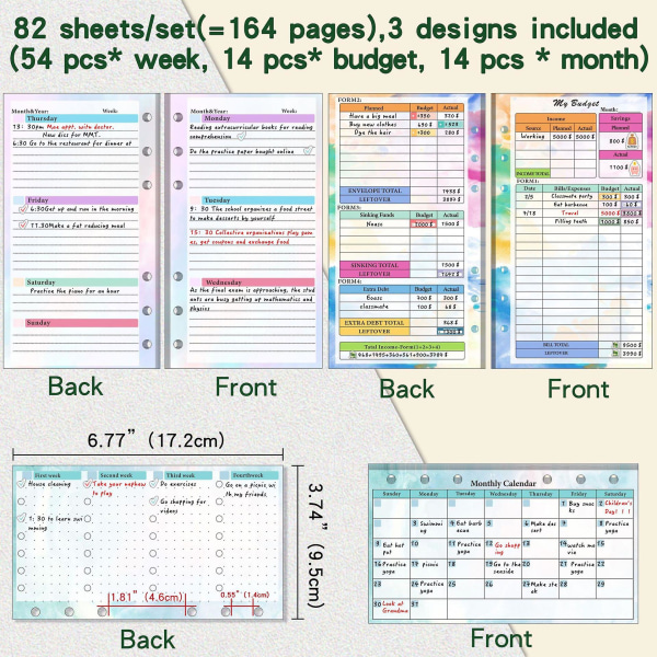 Budget Binder med Lynlåsekonvolutter, A10 Lommer Planner Pengekonvolutter White