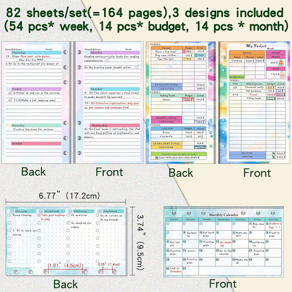 Budget Binder med Lynlåsekonvolutter, A9 Lommer Planner Pengekonvolutter Purple