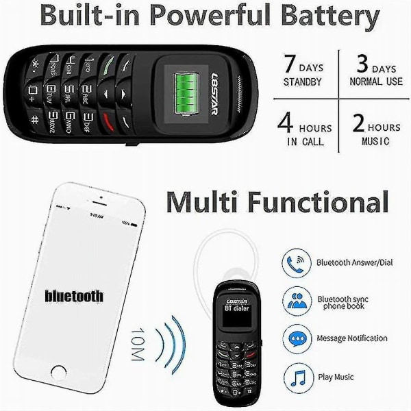 L8star Bm 70 Mini Telefon Bluetooth Mobiltelefoner Universal Trådløs Hovedtelefon Mobiltelefon Dialer Gtstar Bm70 Super Small Gsm Telefon Black