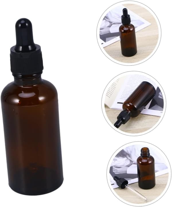 6 stk 50 ml ravfargede glassdråpeflasker sett påfyllbare essensielle olje parfymeflasker