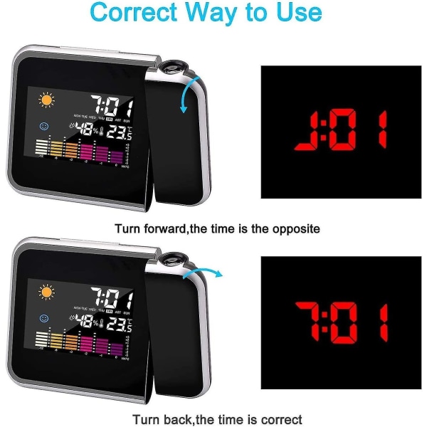 Projektio-herätyskello, LCD-projektio digitaalinen herätyskello, USB-lataus LCD-väri näyttövalaistus digitaalinen