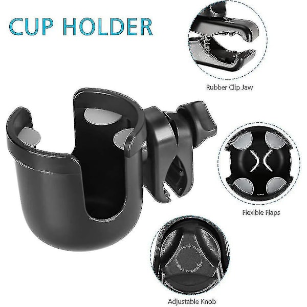 Universal koppholder for barnevogn, sykkel, stor kaliber designet koppholder for flaske med håndtak, koppholder for barnevogn, sykkel, rullestol, W
