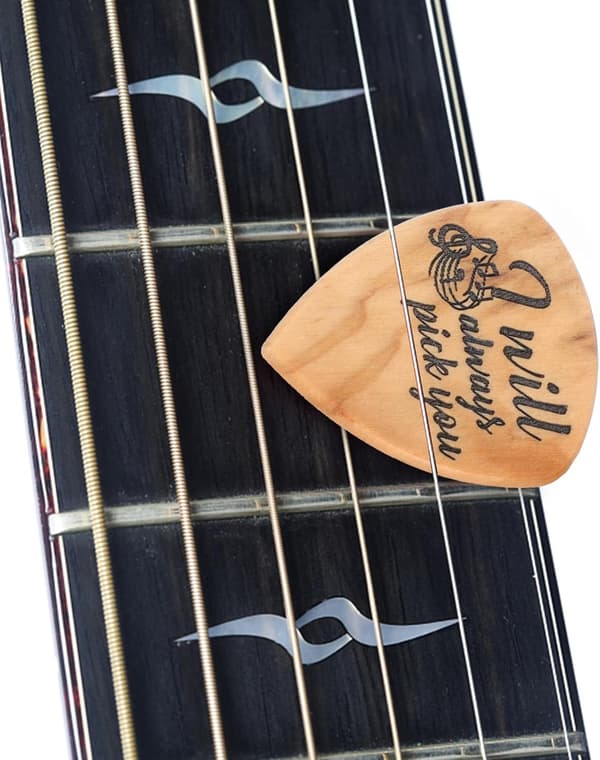 Trägitarrplektrumförvaringslåda Kreativ design Utseende Trämaterial för gitarrtillbehör